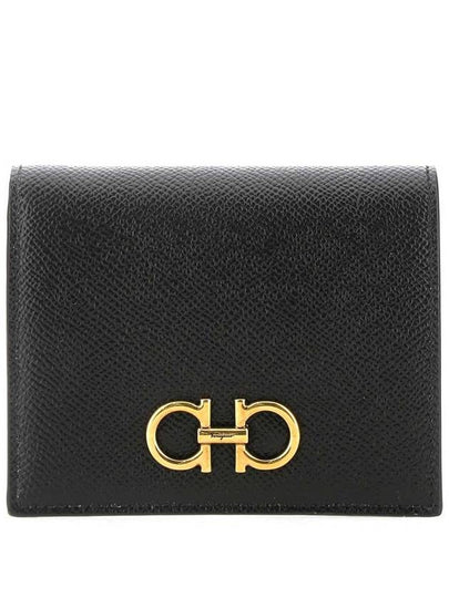 Gancini Compact Half Wallet Black - SALVATORE FERRAGAMO - BALAAN 2