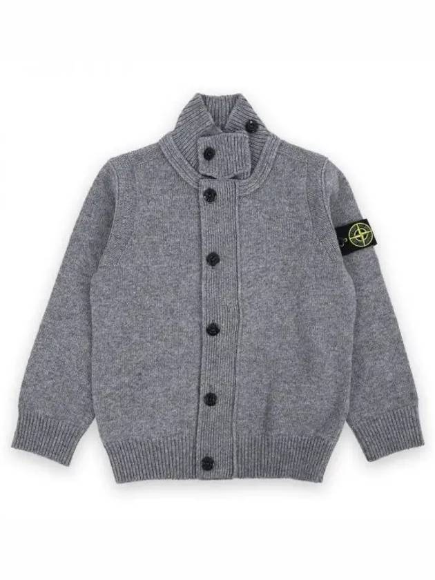 Kids Waffen Patch Full Zip Up Knit Cardigan Dark Grey - STONE ISLAND - BALAAN 2