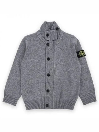 Kids Waffen Patch Full Zip Up Knit Cardigan Dark Grey - STONE ISLAND - BALAAN 2