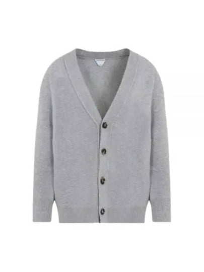 Intrecciato Leather Patch Cardigan Light Grey Melange - BOTTEGA VENETA - BALAAN 2