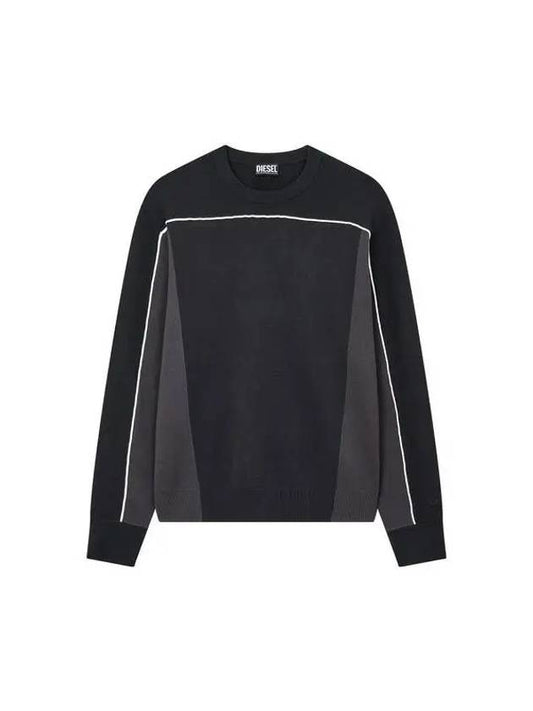 Piping Point Crew Neck Sweater Black - DIESEL - BALAAN 1