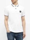 Men's Two Line Wappen Patch Cotton Short Sleeve Polo Shirt White - STONE ISLAND - BALAAN 4