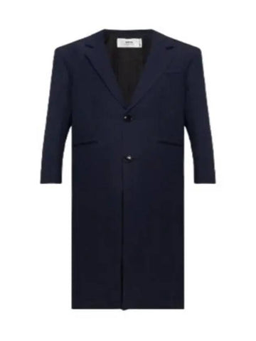 Two Button Wool Single Coat Navy - AMI - BALAAN 1