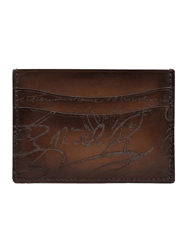 Men's Bamboo Scritto Leather Card Wallet Kakao Intenso - BERLUTI - BALAAN 1