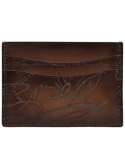 Men's Bamboo Scritto Leather Card Wallet Kakao Intenso - BERLUTI - BALAAN 1