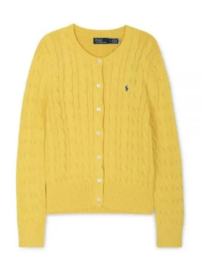 Women's Embroidered Logo Pony Cable Cardigan Yellow - POLO RALPH LAUREN - BALAAN 2