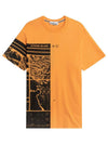 Men's Logo Printing Round Short Sleeve T-Shirt Orange - STONE ISLAND - BALAAN 2