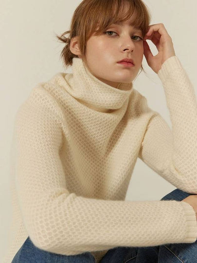 Open Weave High-Neck Cashmere Turtleneck 2 Colors - CALLAITE - BALAAN 2