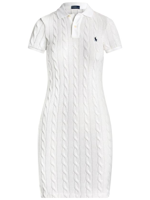 Cable Knit Cotton Polo Dress White - POLO RALPH LAUREN - BALAAN 1