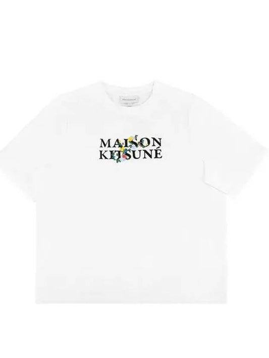 Flower Logo Print Short Sleeve T-Shirt White - MAISON KITSUNE - BALAAN 2