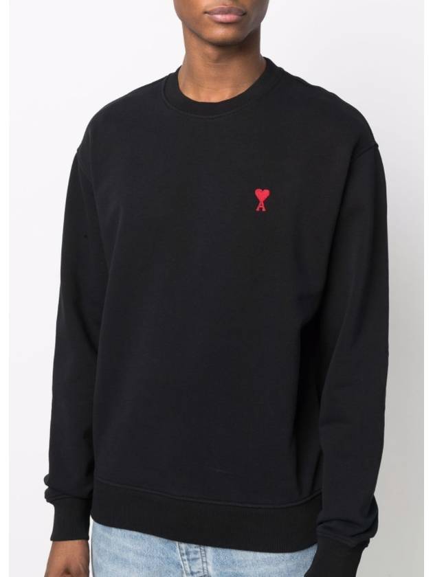 Small Heart Logo Sweatshirt Black - AMI - BALAAN 3