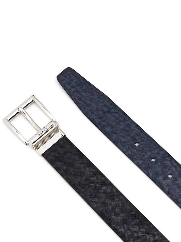 Two-Tone Reversible Saffiano Belt Baltic Blue - PRADA - BALAAN 4