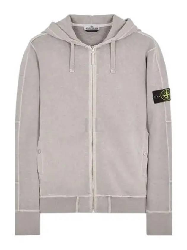 Logo Patch Cotton Zip Up Hoodie Lavender Gray - STONE ISLAND - BALAAN 2