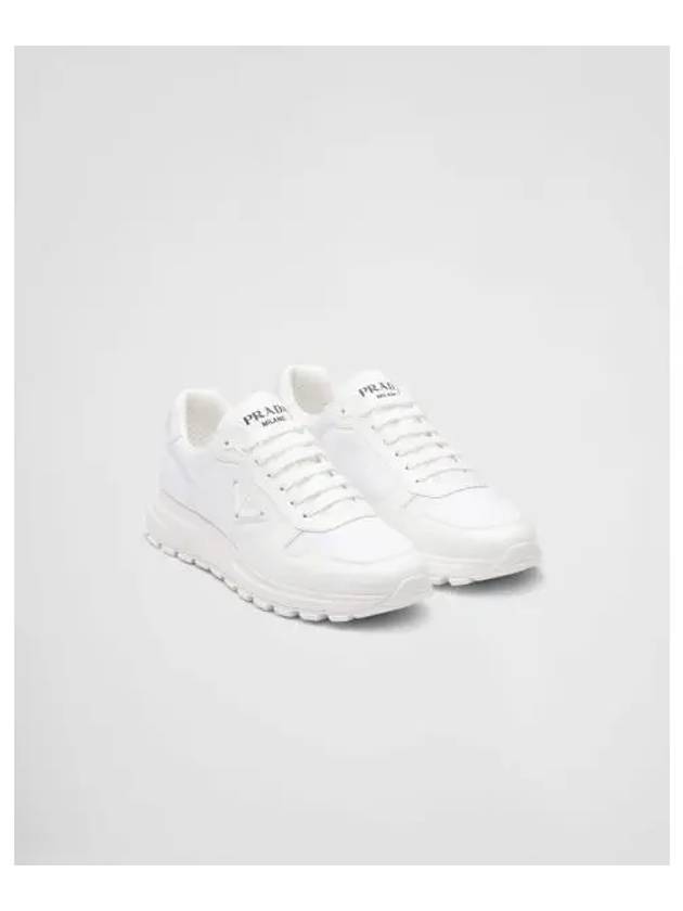 Prax 01 Re-Nylon Brushed Leather Low-Top Sneakers White - PRADA - BALAAN 2