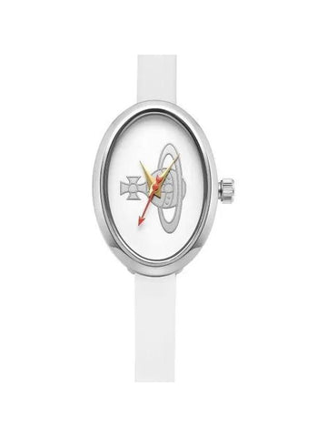 Metal Round Leather Watch White - VIVIENNE WESTWOOD - BALAAN 1