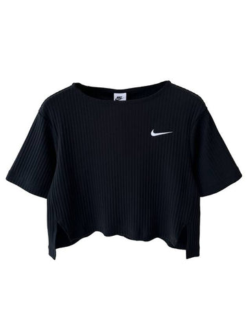 Sportswear rib jersey short sleeve t shirt black - NIKE - BALAAN 1