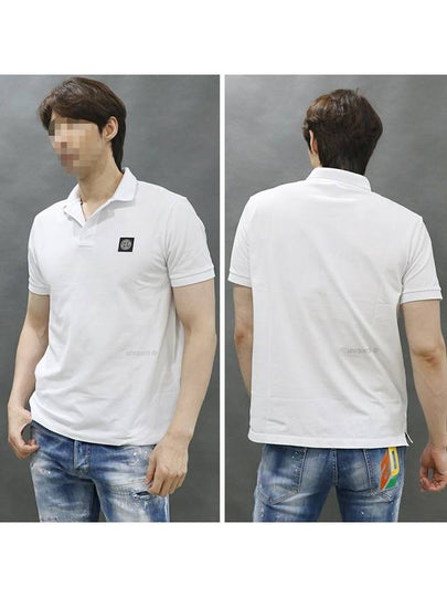 Men's Logo Patch Polo Shirt White - STONE ISLAND - BALAAN 2