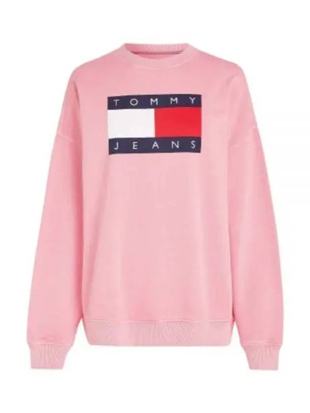 Flag oversized fit sweatshirt ballet pink - TOMMY HILFIGER - BALAAN 2