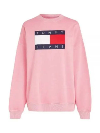 Flag oversized fit sweatshirt ballet pink - TOMMY HILFIGER - BALAAN 2