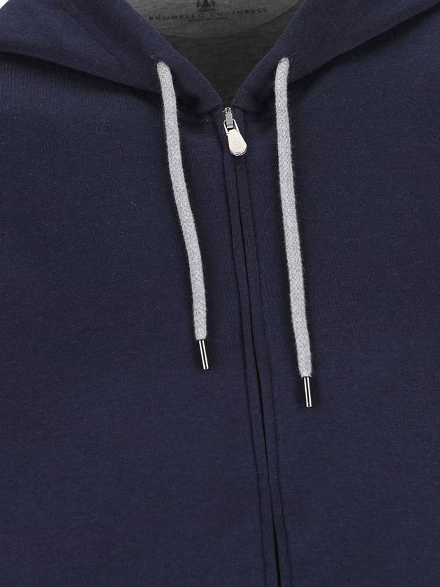 Drawstring hood zip up navy - BRUNELLO CUCINELLI - BALAAN 4