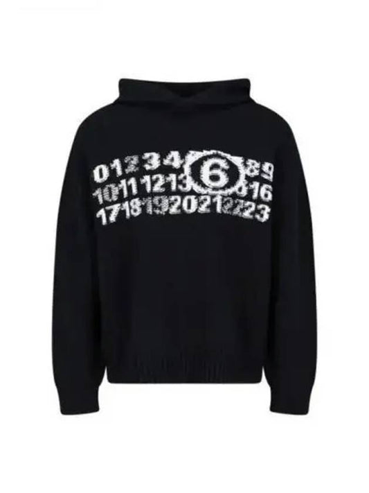 MM6 Margiela Numeric Logo Print Hooded Knit Black SH0GP0001S18450900 - MAISON MARGIELA - BALAAN 1