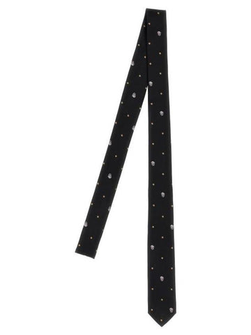 All Over Skull Silk Tie Black - ALEXANDER MCQUEEN - BALAAN.