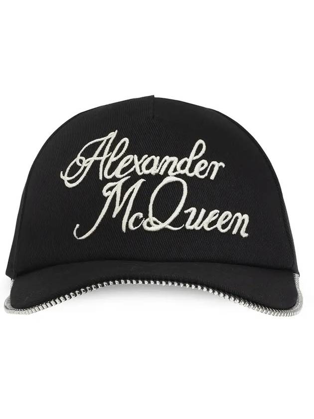 Logo Zipper Ball Cap Black - ALEXANDER MCQUEEN - BALAAN 1