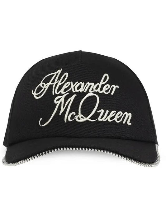 Logo Zipper Ball Cap Black - ALEXANDER MCQUEEN - BALAAN 1