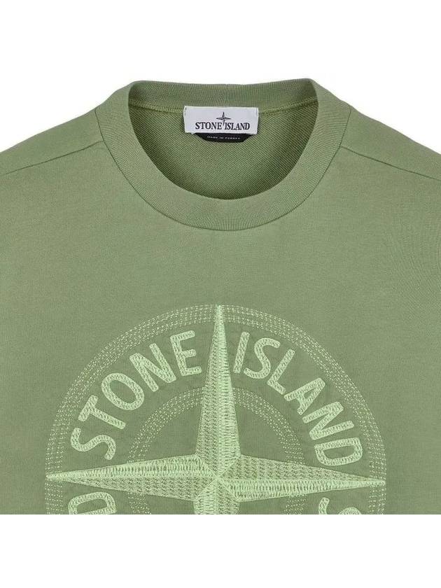 Garment Dyed Stitches Four Print Crewneck Sweatshirt Green - STONE ISLAND - BALAAN 4