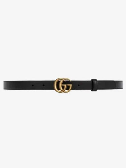 GG Marmont Double Buckle Thin Belt Black - GUCCI - BALAAN 2