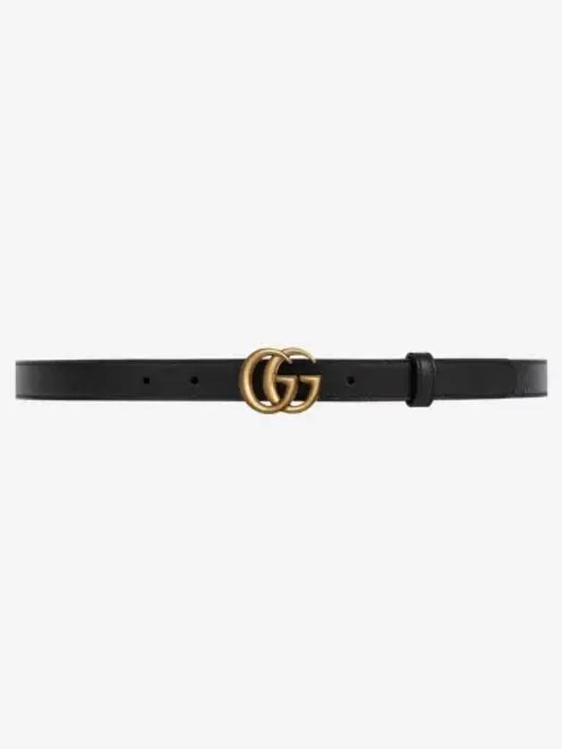 GG Marmont Double Buckle Thin Belt Black - GUCCI - BALAAN 3