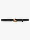 GG Marmont Double Buckle Thin Belt Black - GUCCI - BALAAN 2