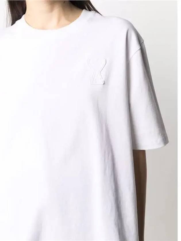 Heart Technical Logo Patch Heavy Short Sleeve T-Shirt White - AMI - BALAAN 3