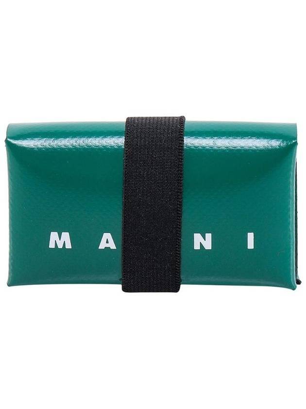 White Logo Banded Coin Card Wallet Green - MARNI - BALAAN 1