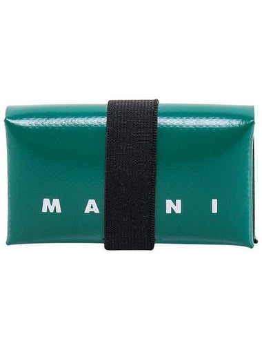 White Logo Banded Coin Card Wallet Green - MARNI - BALAAN 1