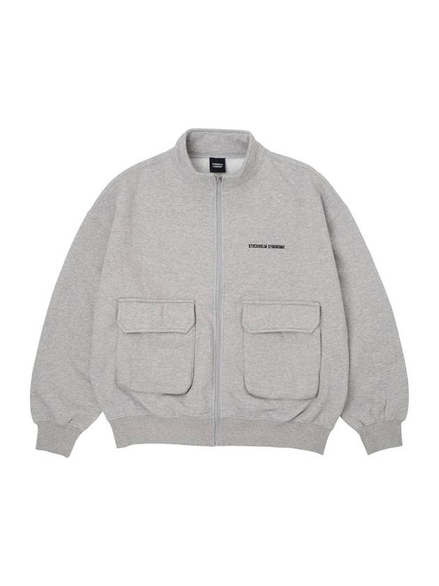 Men's Embroidery Zip-up Jacket Grey - STOCKHOLM SYNDROME - BALAAN 2