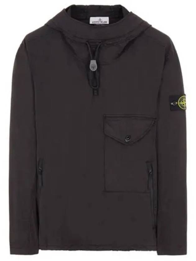 Supima Logo Patch Cotton Twill Anorak Black - STONE ISLAND - BALAAN 2