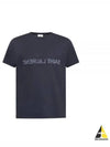 Reverse Logo Print Cotton Short Sleeve T-Shirt Navy - SAINT LAURENT - BALAAN 2