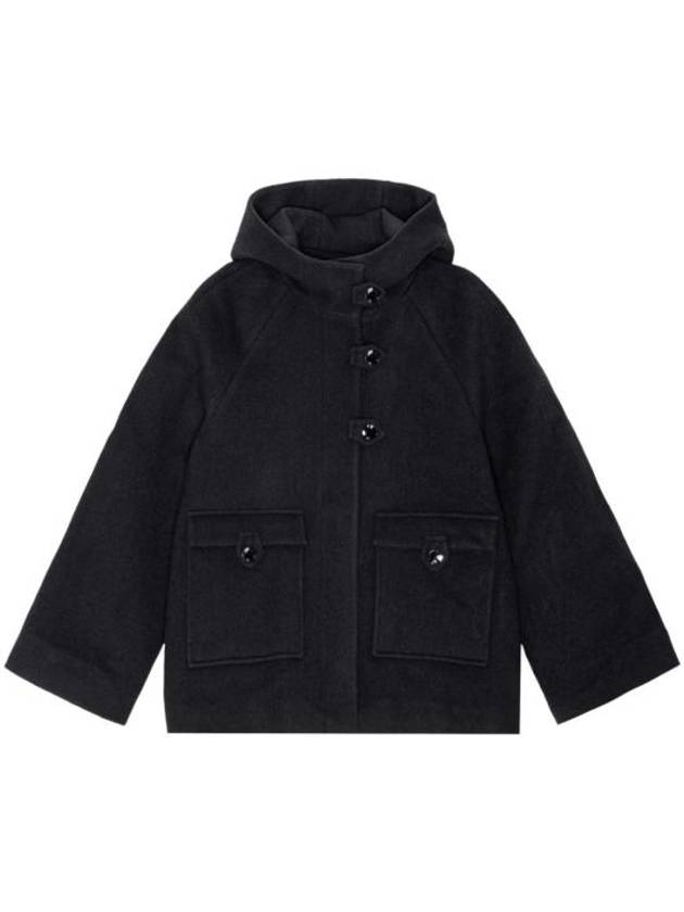 Wool Hooded Jacket Black - GANNI - BALAAN 2