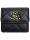 Small 19 Flap Wallet Lambskin Gold Black - CHANEL - BALAAN 1