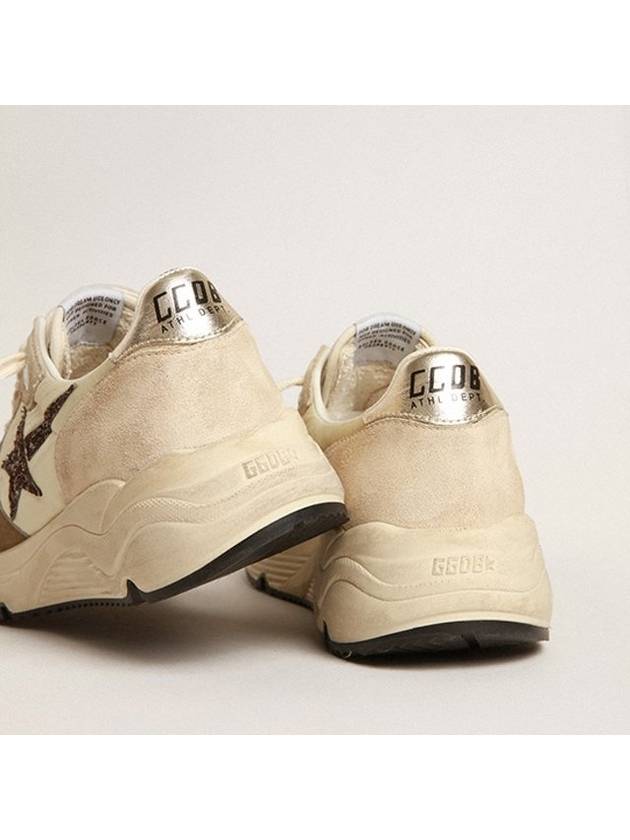 Glitter Star Patch Suede Low Top Sneakers Beige - GOLDEN GOOSE - BALAAN 4