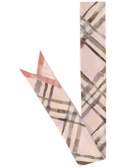 Skinny Reversible Check Silk Scarf Teacup - BURBERRY - BALAAN 2