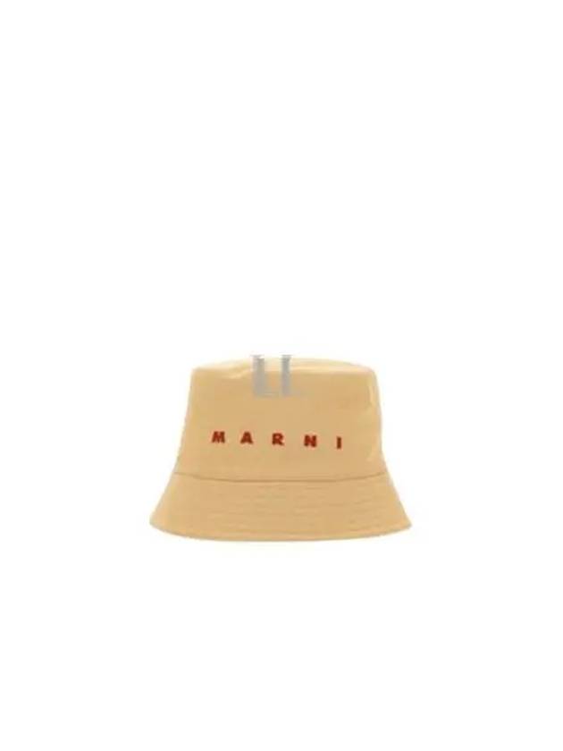 Embroidered Logo Cotton Bucket Hat Beige - MARNI - BALAAN 2