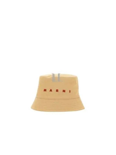 Embroidered Logo Cotton Bucket Hat Beige - MARNI - BALAAN 2