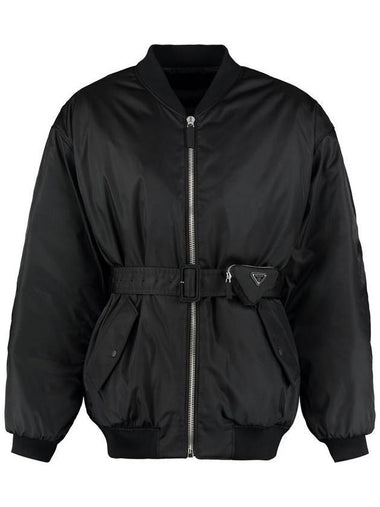 Re-Nylon Bomber Jacket Black - PRADA - BALAAN 1