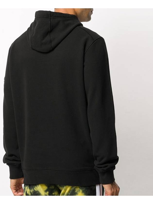 Wappen Patch Cotton Fleece Hoodie Black - STONE ISLAND - BALAAN 5