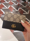 GG Marmont Supreme Canvas Bifold Card Wallet Beige Black - GUCCI - BALAAN 3