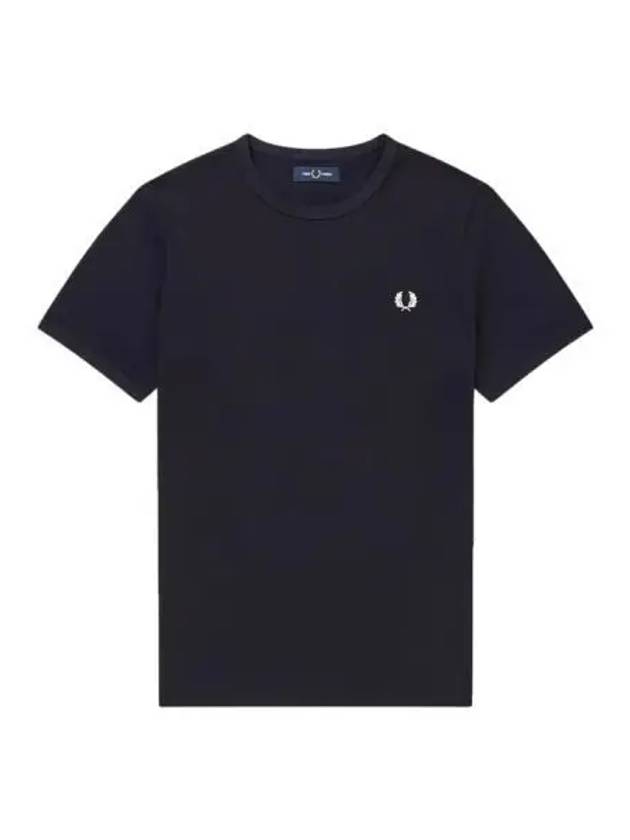 Fred Perry Ringer Short Sleeve T Shirt Navy - FRED PERRY - BALAAN 1