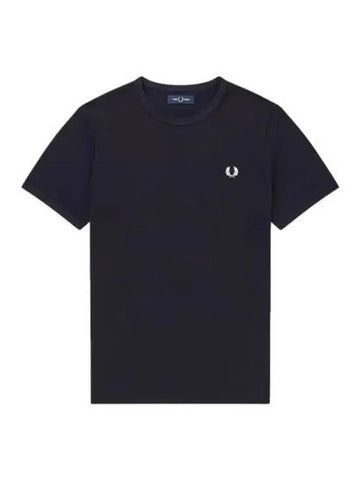 Fred Perry Ringer Short Sleeve T Shirt Navy - FRED PERRY - BALAAN 1