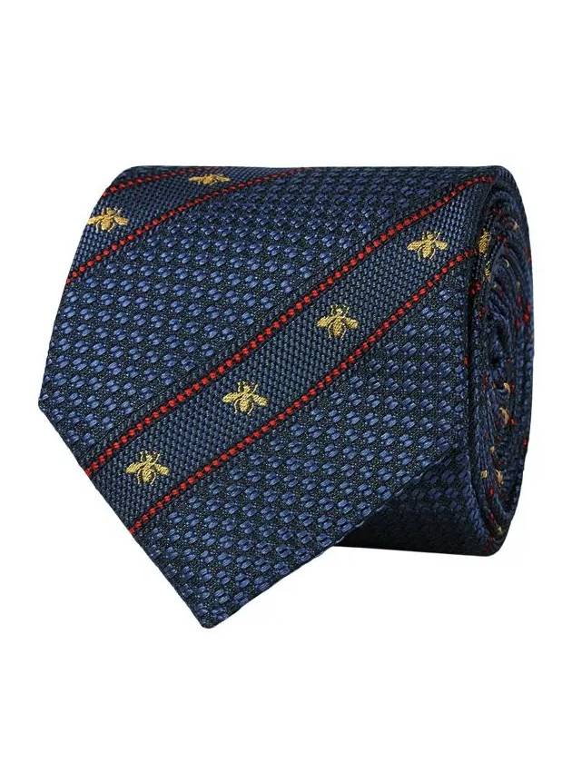 Bee Web Embroider Silk Tie Blue - GUCCI - BALAAN 5